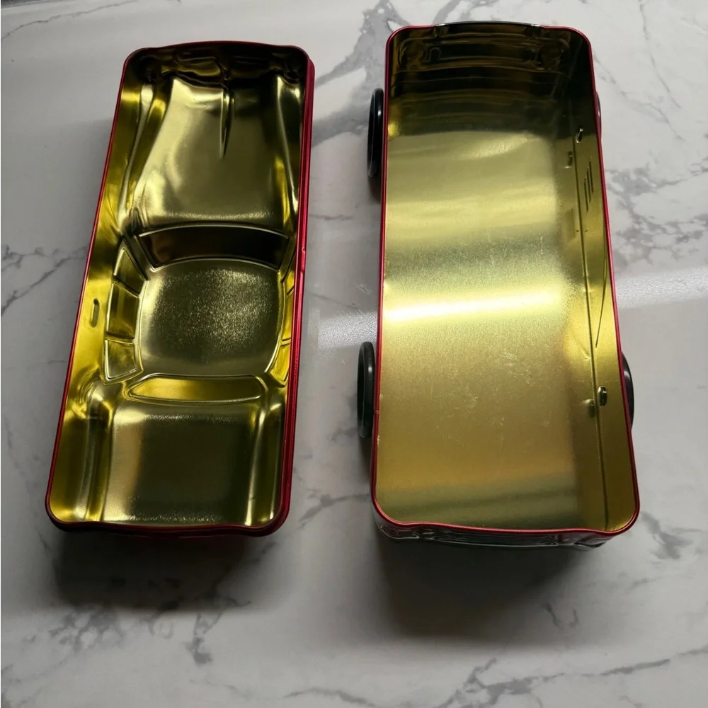 Silver Crane Company red classic car tin box